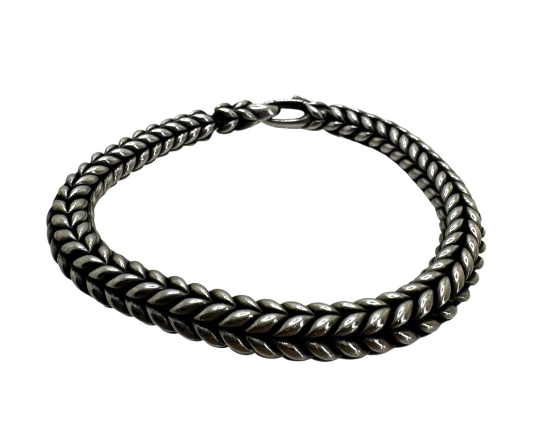 David Yurman Sterling Silver Chevron Bead Bracelet 8.25 Inch