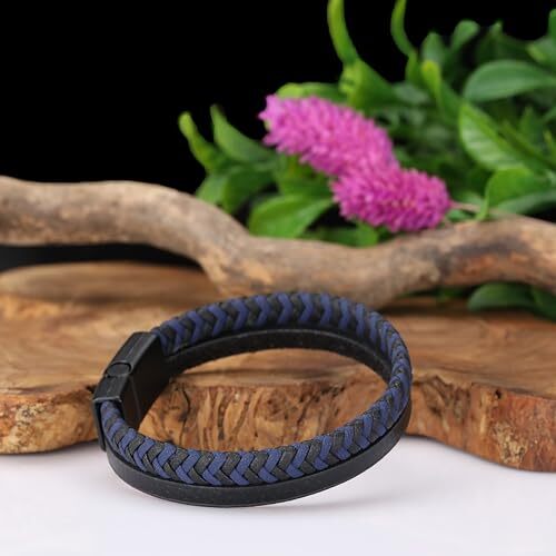 Handmade Leather Bracelet for Men – Braided bracelet with steel clasp made of