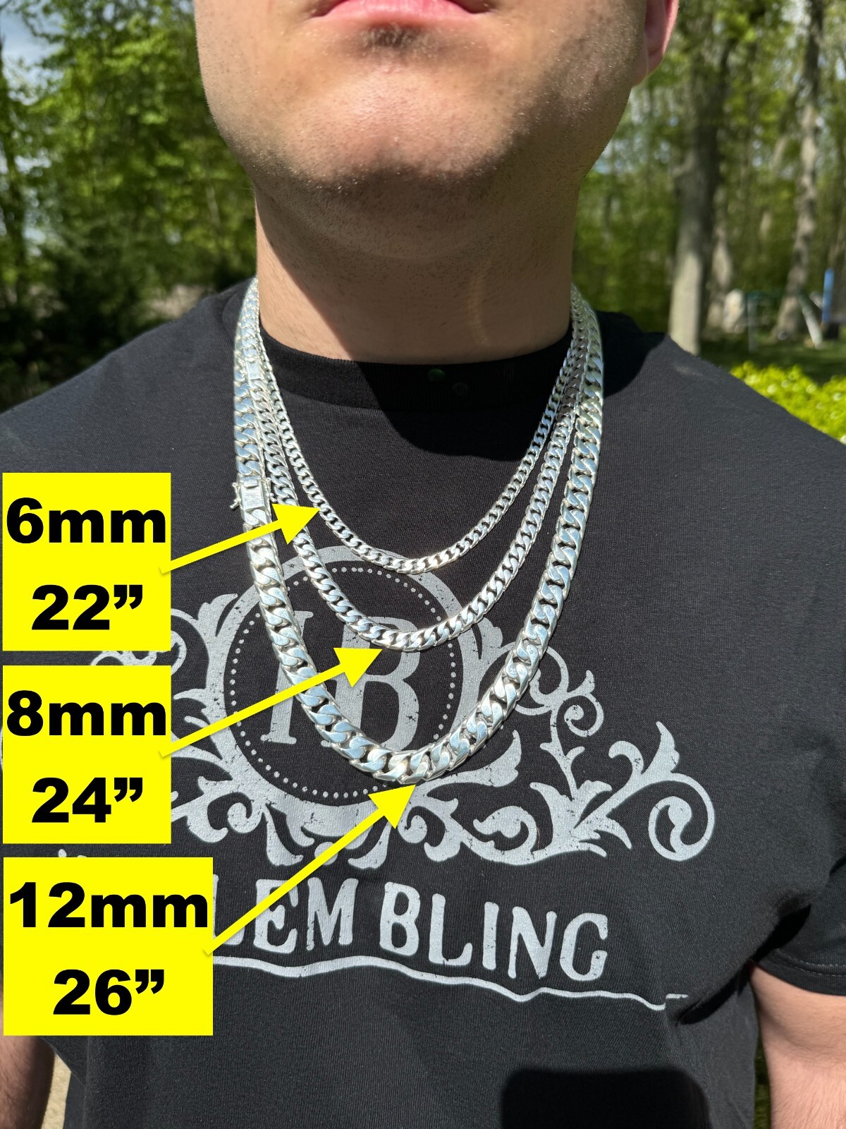 Handmade Miami Cuban Link Chain Necklace / Bracelet Real Solid 925 Silver 6-20mm