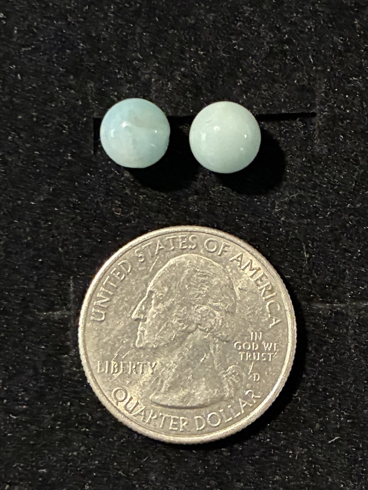 Natural Blue Moonstone Ball Stud Earrings 7.6mm Solid 10kt Yellow Gold Brand New