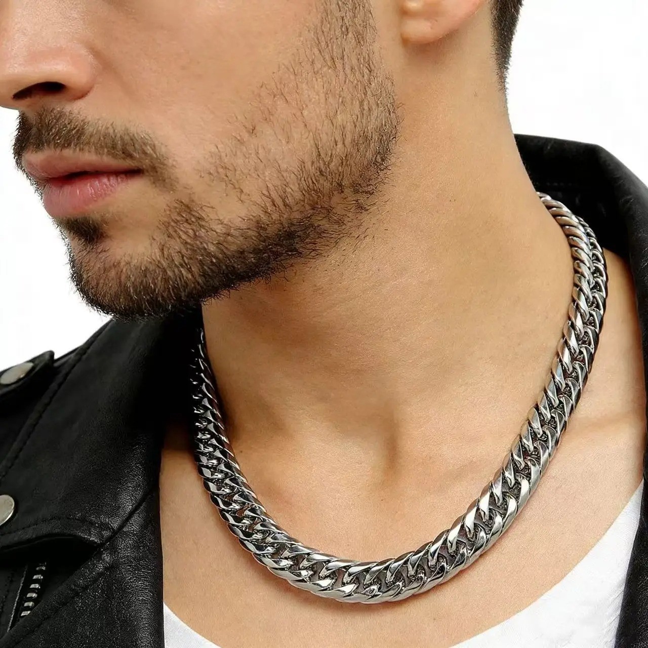 Mens Cuban Link Chain Necklace Stainless Steel 8-14mm Hip Hop Punk Jewelry