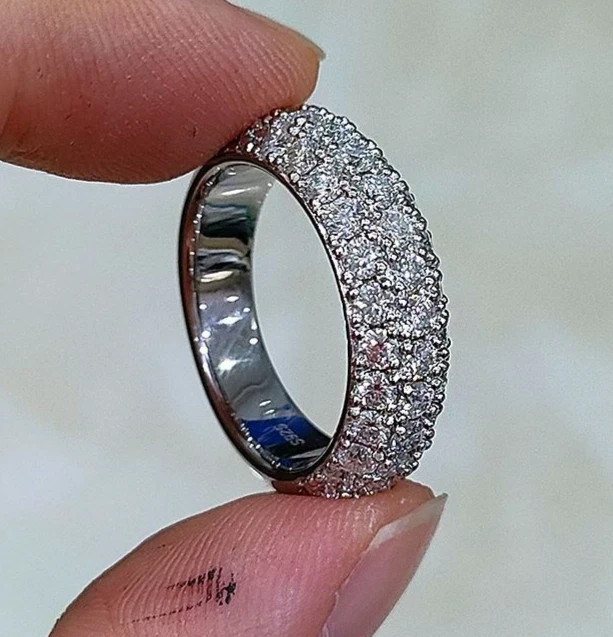2.50Ct Round Cut Natural Diamond Eternity Wedding Band Real 950 Platinum Size 7