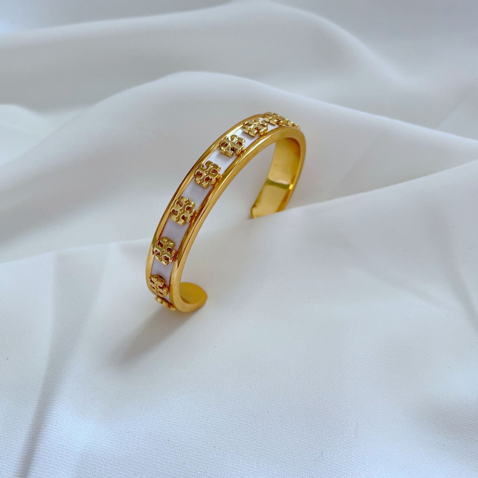 New Tory small logo white bangle with Jewelry Pouch adjustable Bracelet