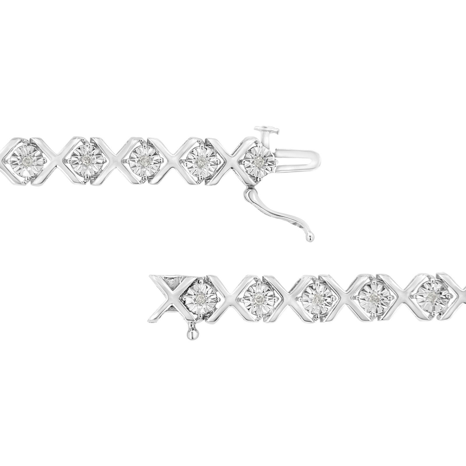 1/4 Carat Miracle Set Diamond X Link Bracelet in Sterling Silver 7.25″