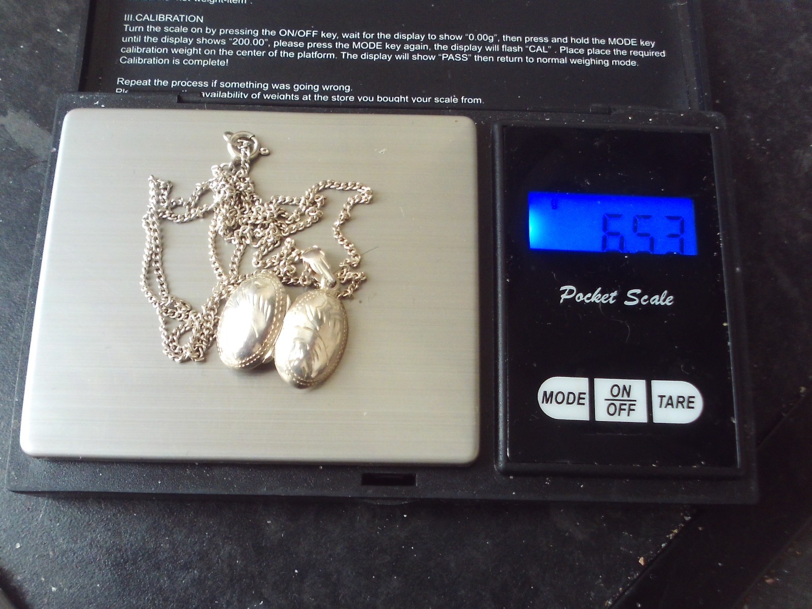 925 silver 24″ chain necklace 1 mm width 925 silver 15 mm opening oval lockett