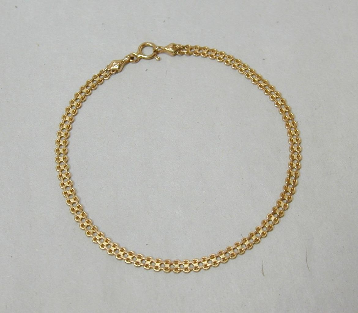 Vintage 14K Yellow Gold Italian 3mm Bismarck Link Chain 7” Bracelet Solid 585