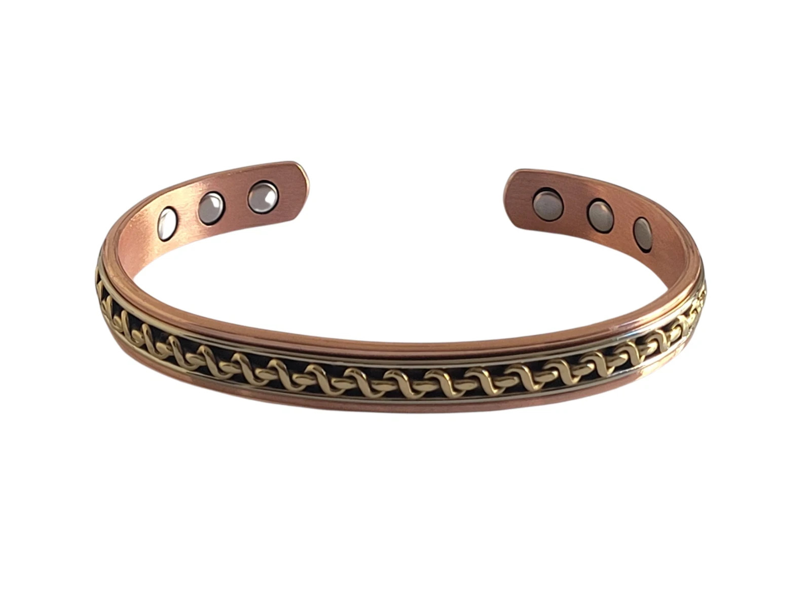 Tri Tone Solid Pure Copper Magnetic Cuff – Arthritis Therapy Bracelet Zig Zag