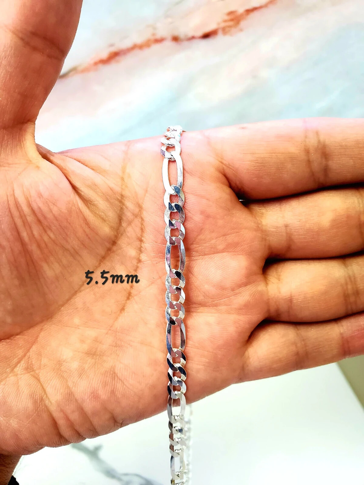 Solid 925 Sterling Real Italian Silver Figaro link Chain Necklace Men and Women
