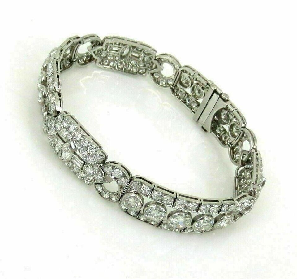 8Ct Art Deco Marquise Baguette Cut Created Diamond Bracelet 14K White Gold FN