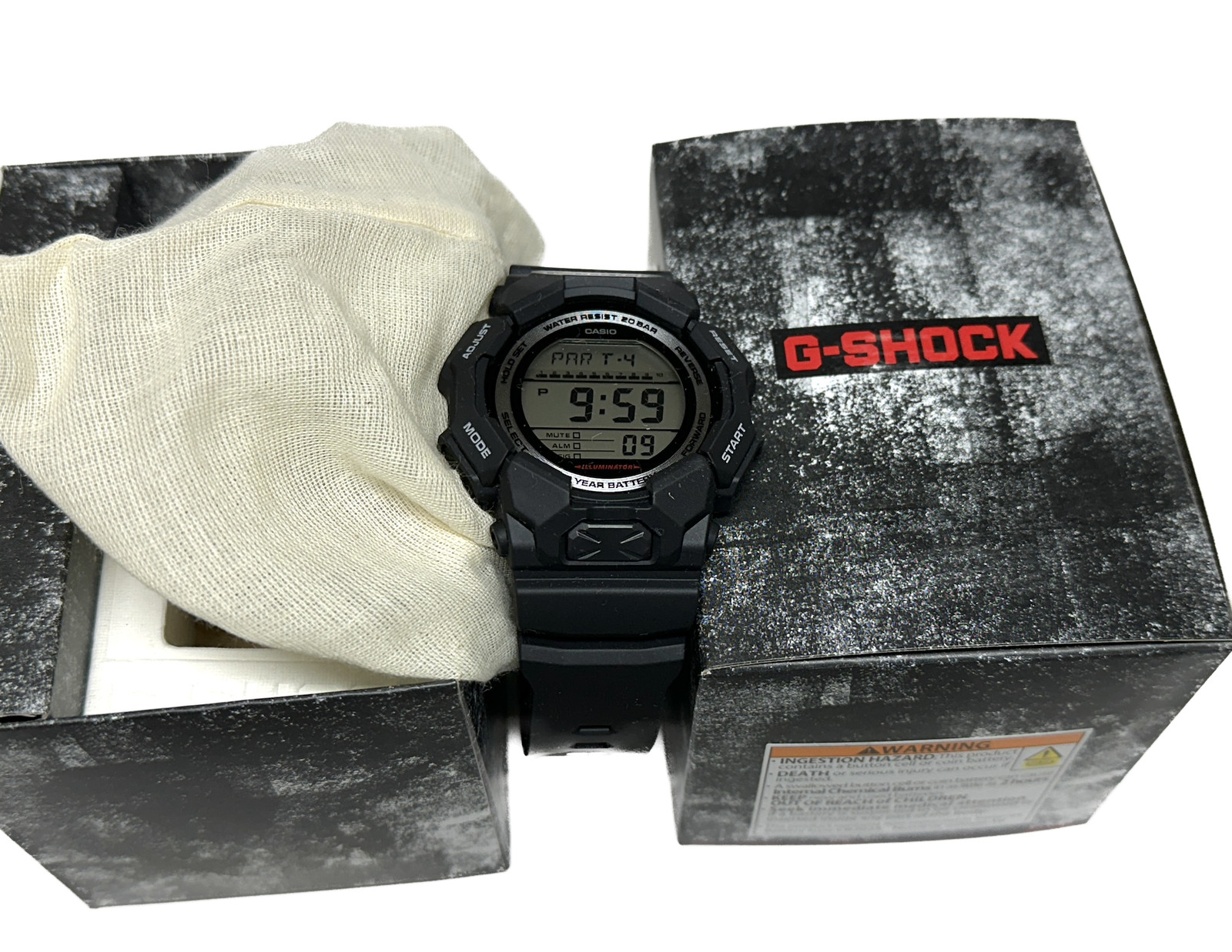Casio G Shock GD010-1 black digital watch 10 year battery