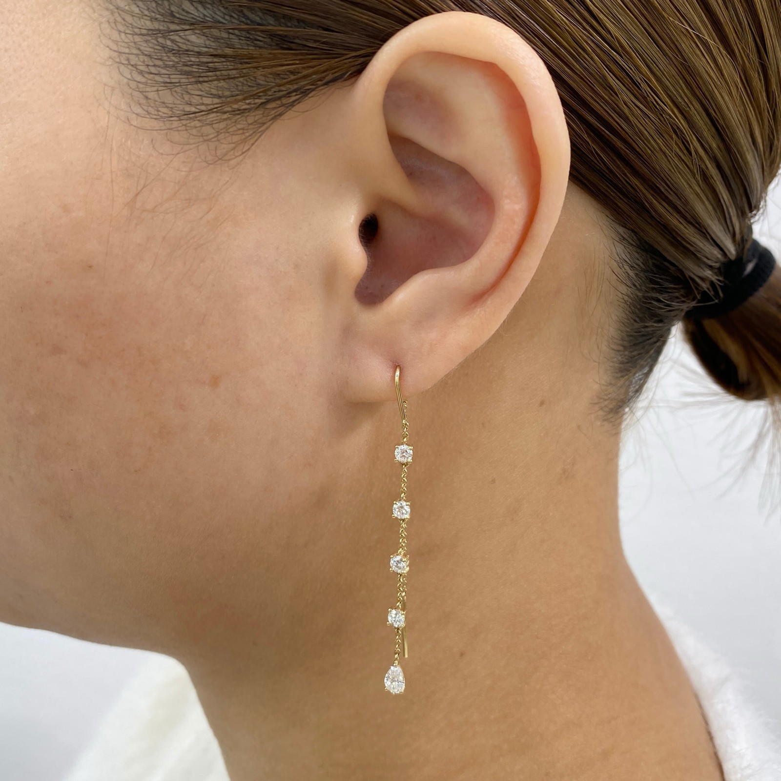 1.3ct TCW Drop Thread Earrings Yellow Gold 14K Lab-Grown Diamonds F/VS1 GGL