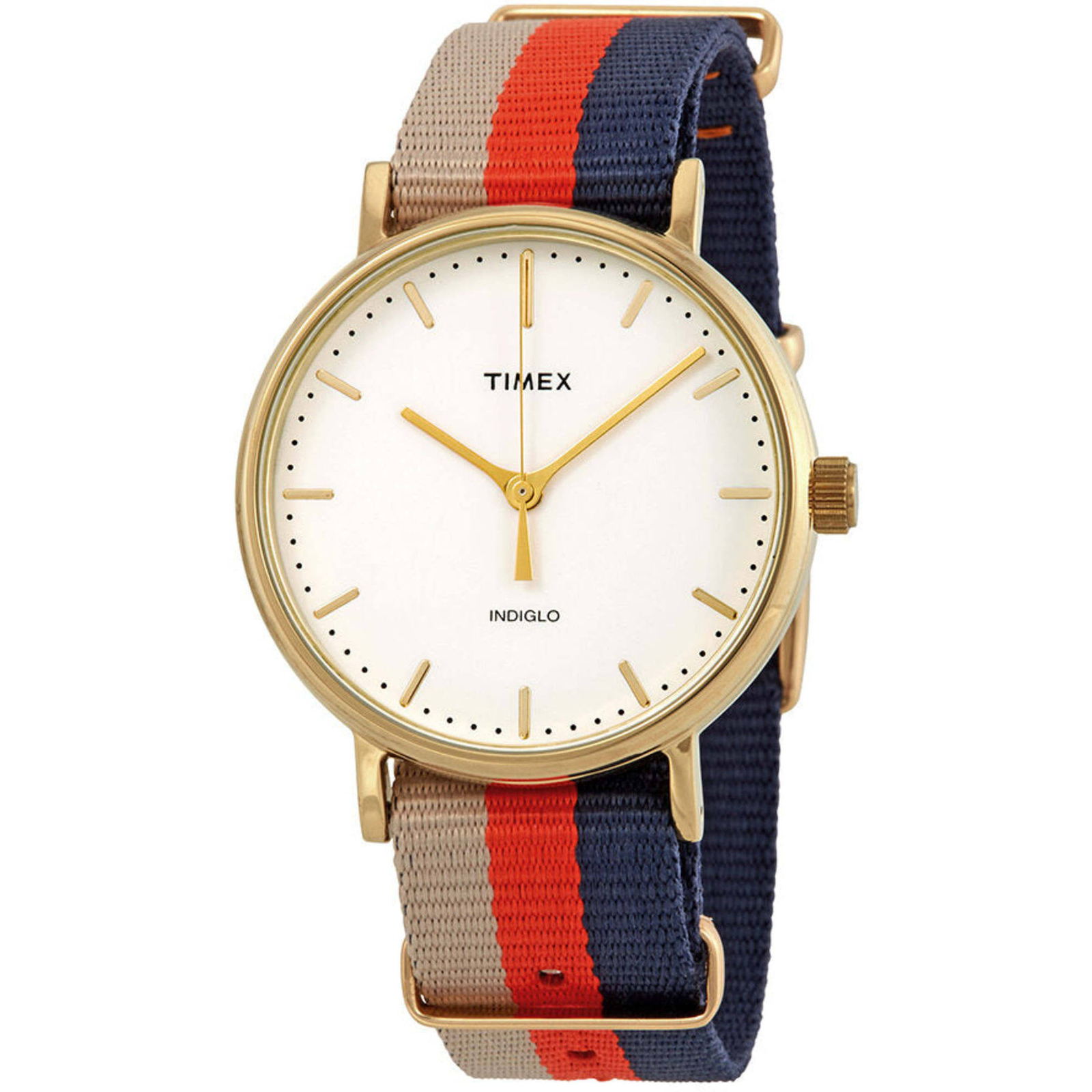 Timex Men’s Watch Weekender Fairfield Beige/Orange/Navy Nylon Strap TW2P91600