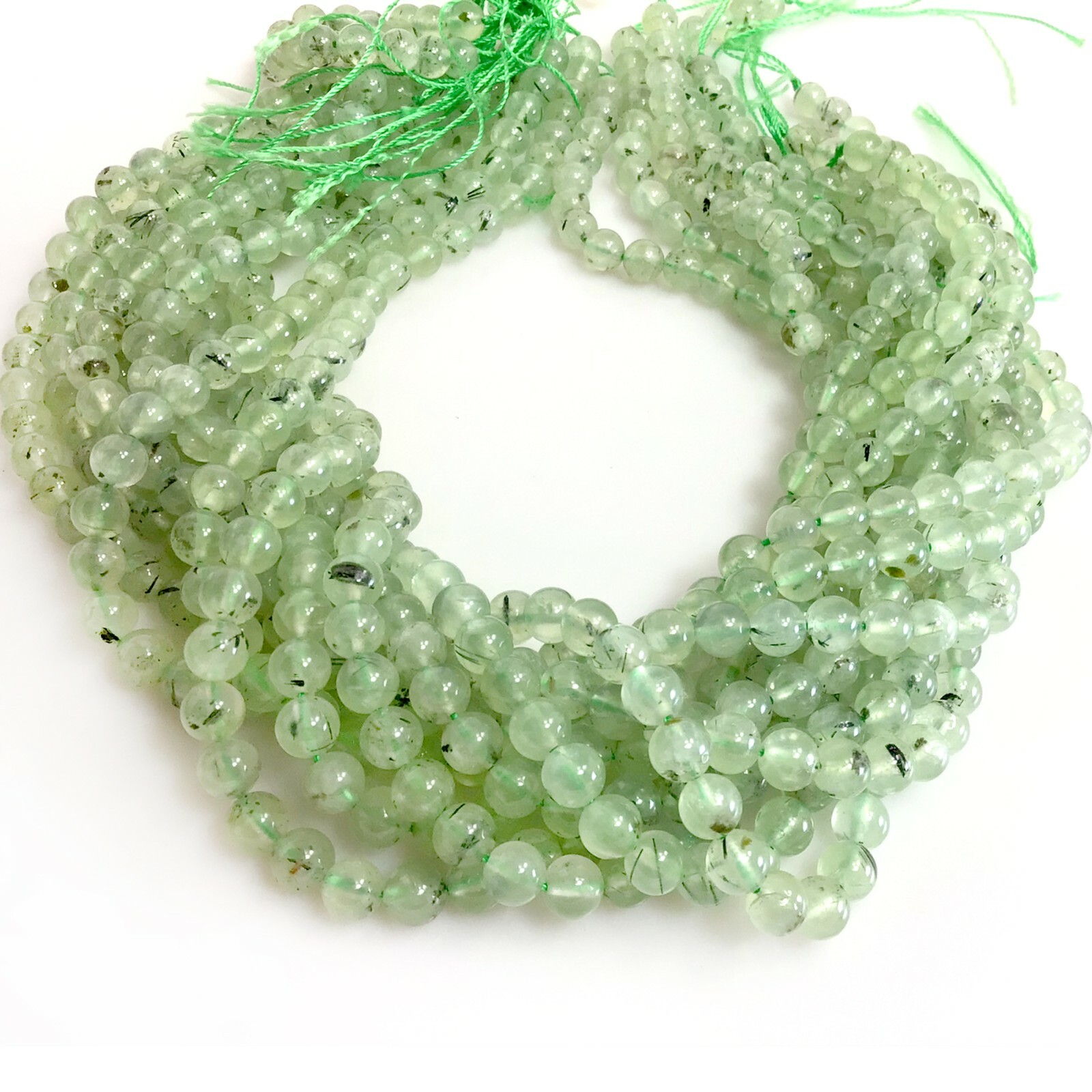 Gemstone Green Natural Prehnite Round Beads 15″ strand 4mm 6mm 8mm 10mm 12mm