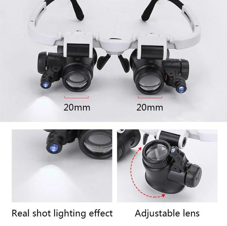 1pc Adjustable LED Head Mounted Magnifier 8X 15X 23X Jewelry Repair Loupe – NEW