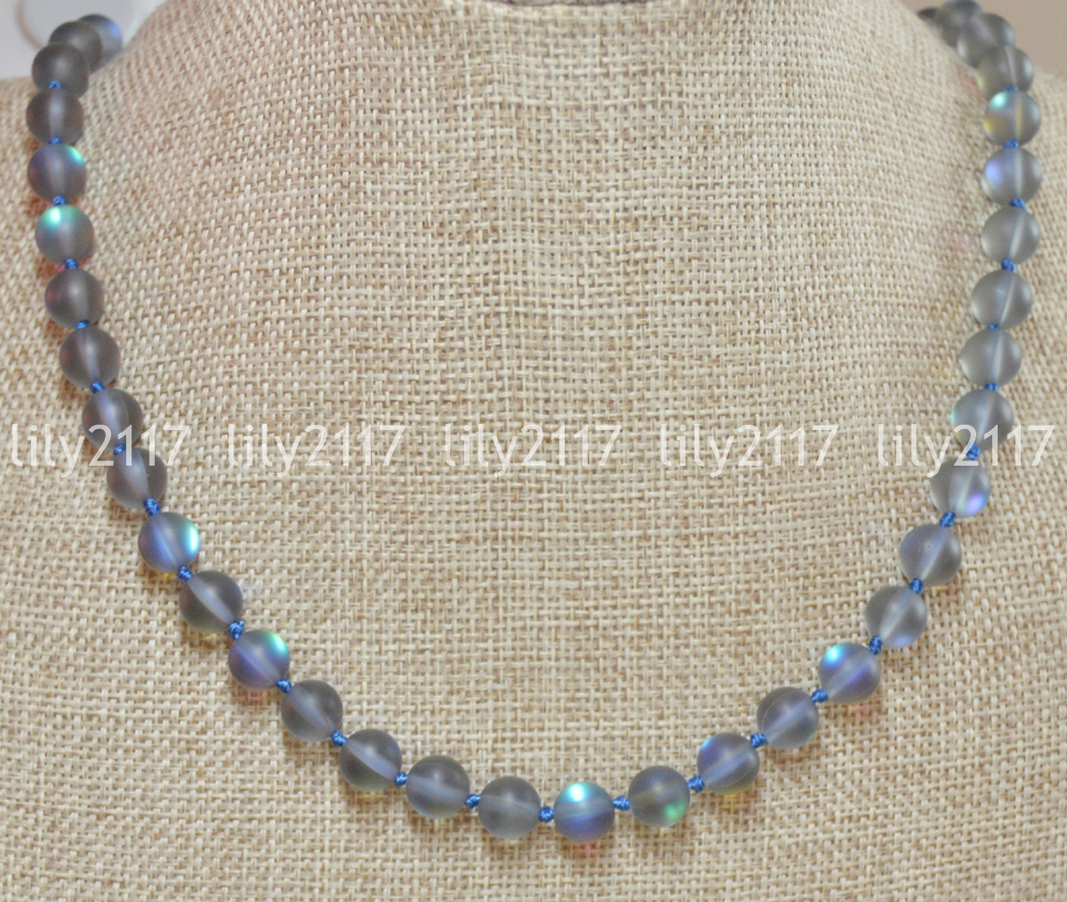 Beauty 8mm Gray Gleamy Rainbow Moonstone Round Gems Beads Necklaces 14-100″