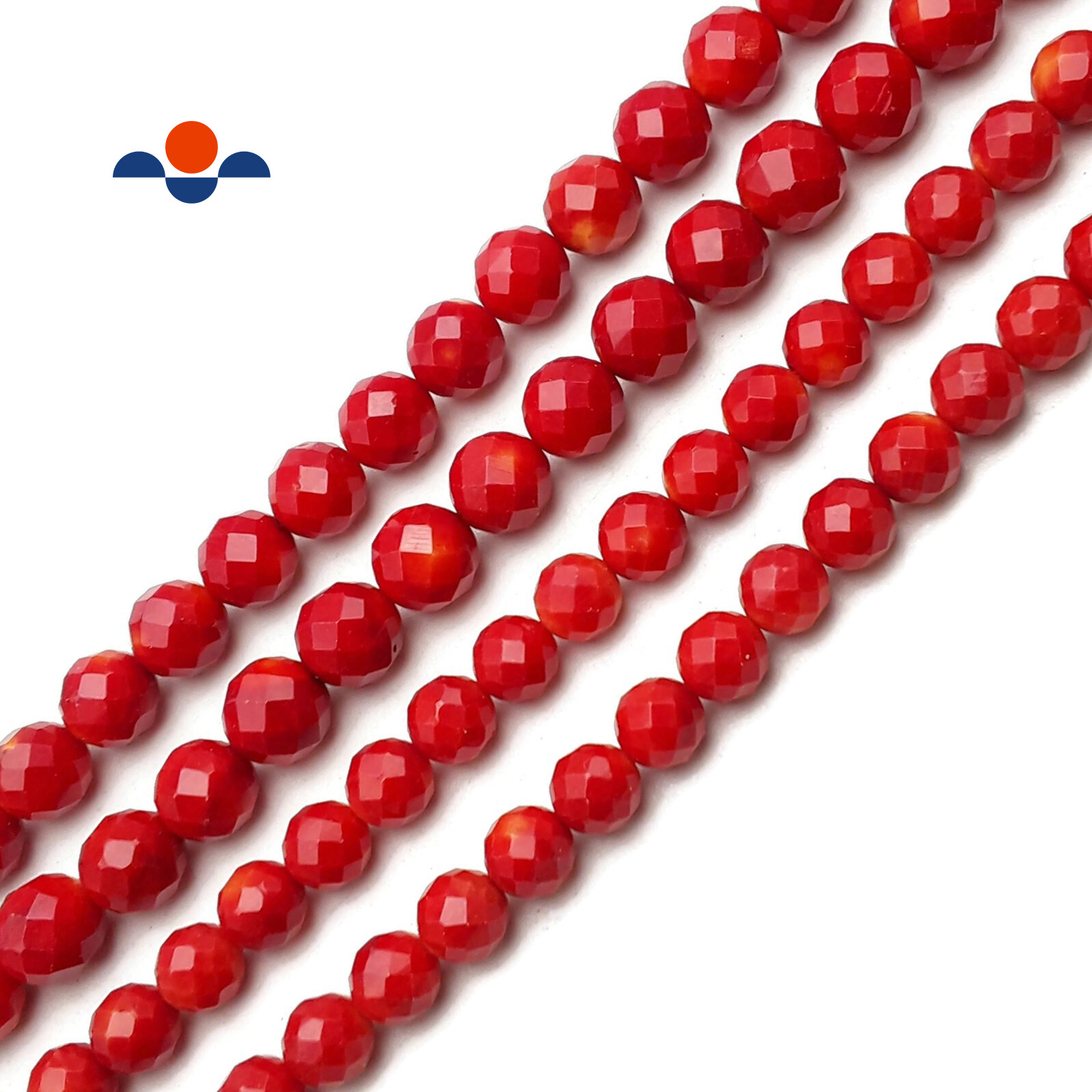 Red Bamboo Coral Faceted Round Beads Size 9mm 10mm 11mm 15.5″ Strand