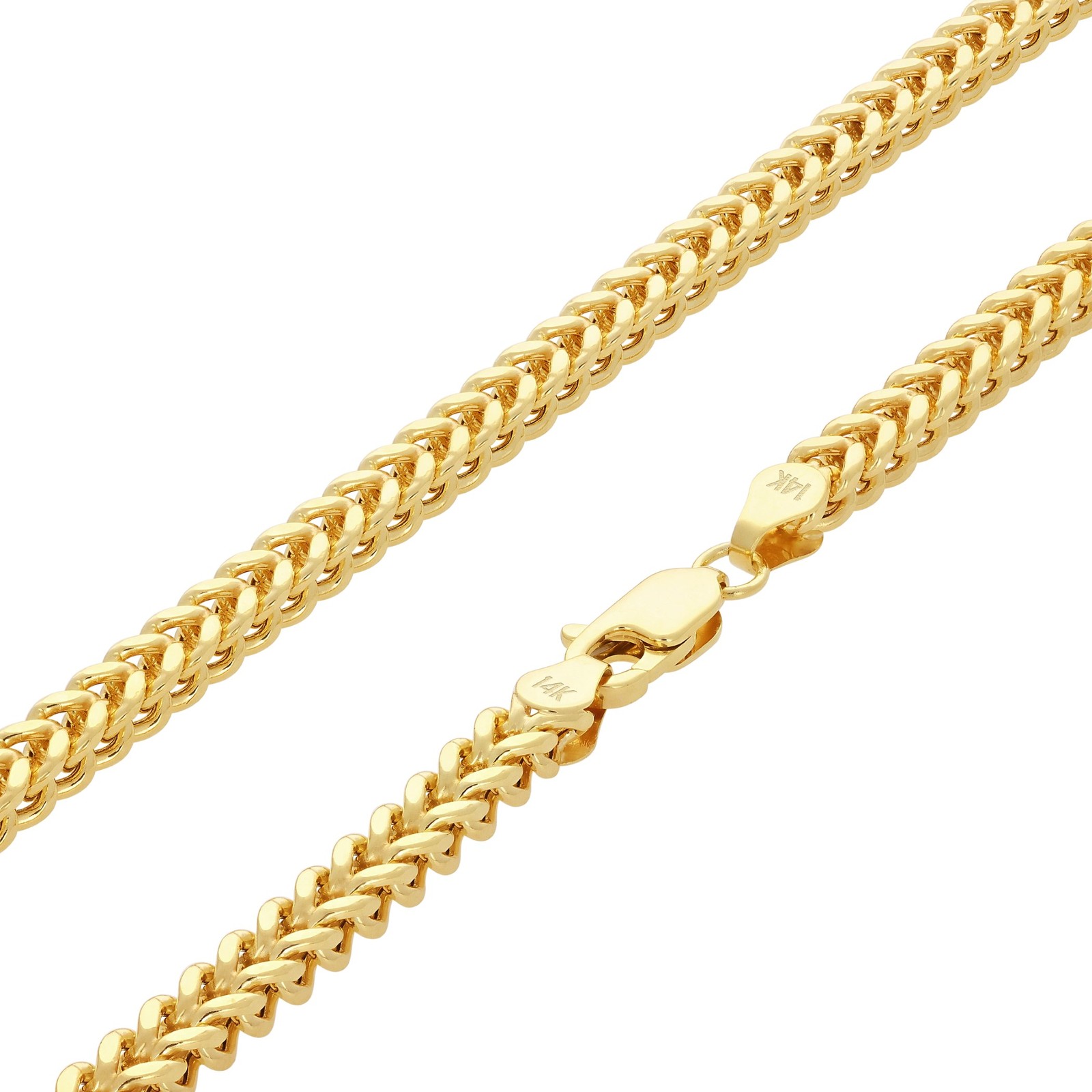 14K Yellow Gold Mens 3mm Franco Square Box Foxtail Wheat Necklace Chain 24″