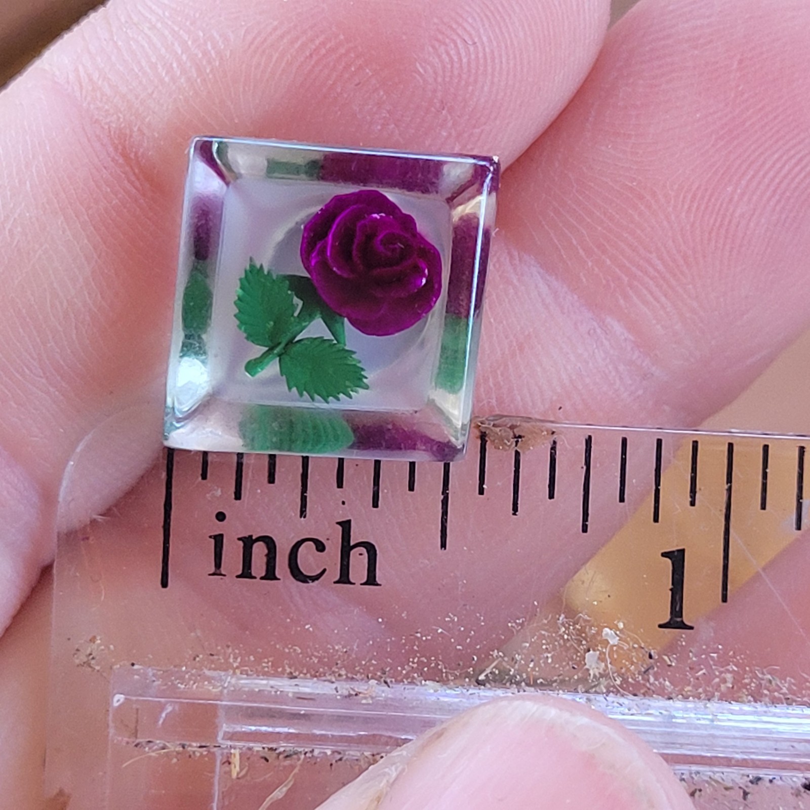 1960s Acrylic Lucite Earrings Purple Rose