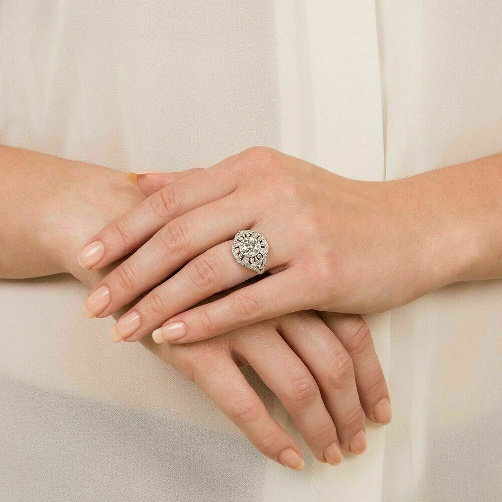 3.0 Ct Simulated Diamond Vintage Retro Wedding Cocktail Ring 925 Sterling Silver