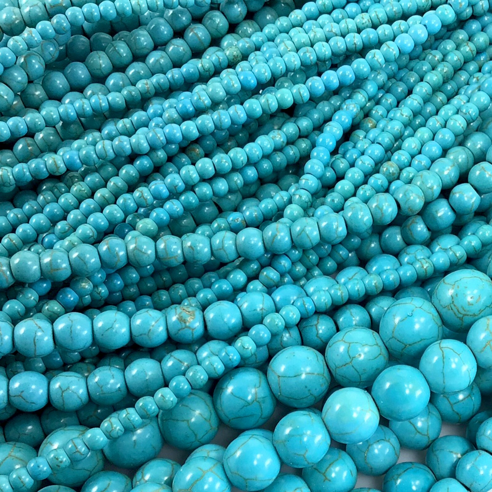 Gemstone Blue Magnesite Turquoise Round Loose Bead 15″ strand 4mm 6mm 8 10 12mm