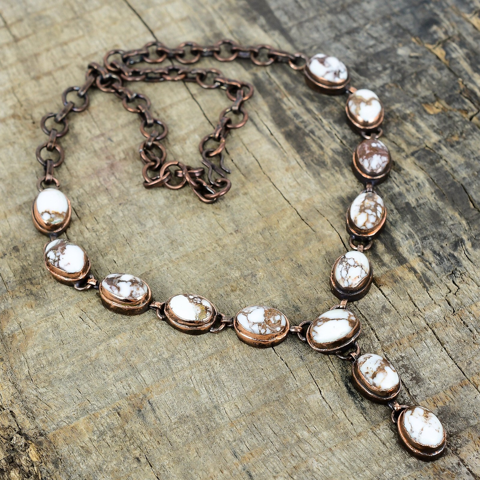 Copper Wild Horse Magnesite Stone Electroformed Daughter Chain Necklace Jewelry