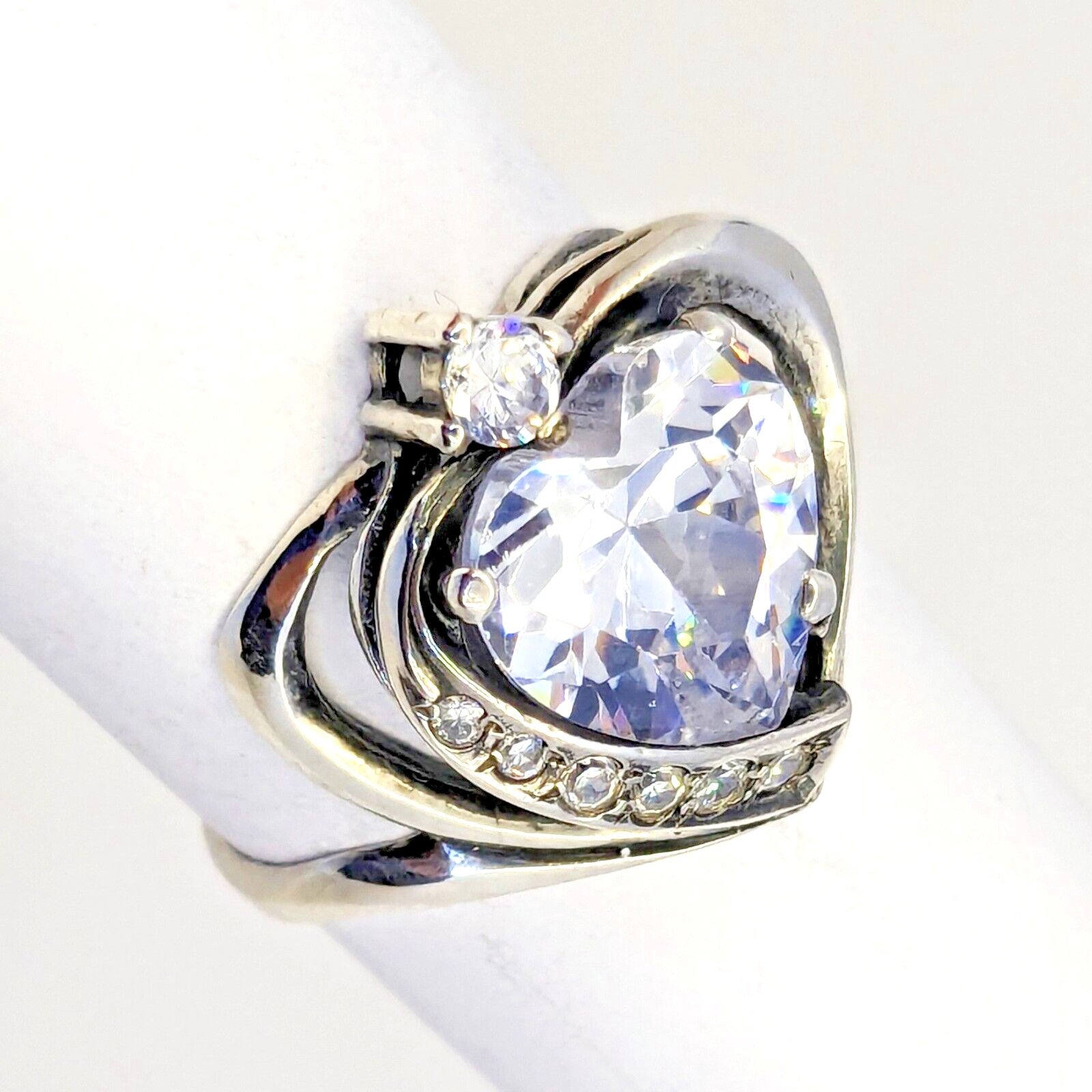 Vintage Luxury RING Silver 925 with Big Bright Stone -size: 8.5US (18mm)| UA #60