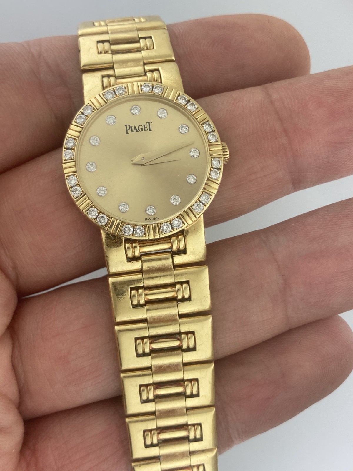 Piaget 23mm Dancer 80564 18k Solid Yellow Gold Diamond Dial Bezel Quartz Polo