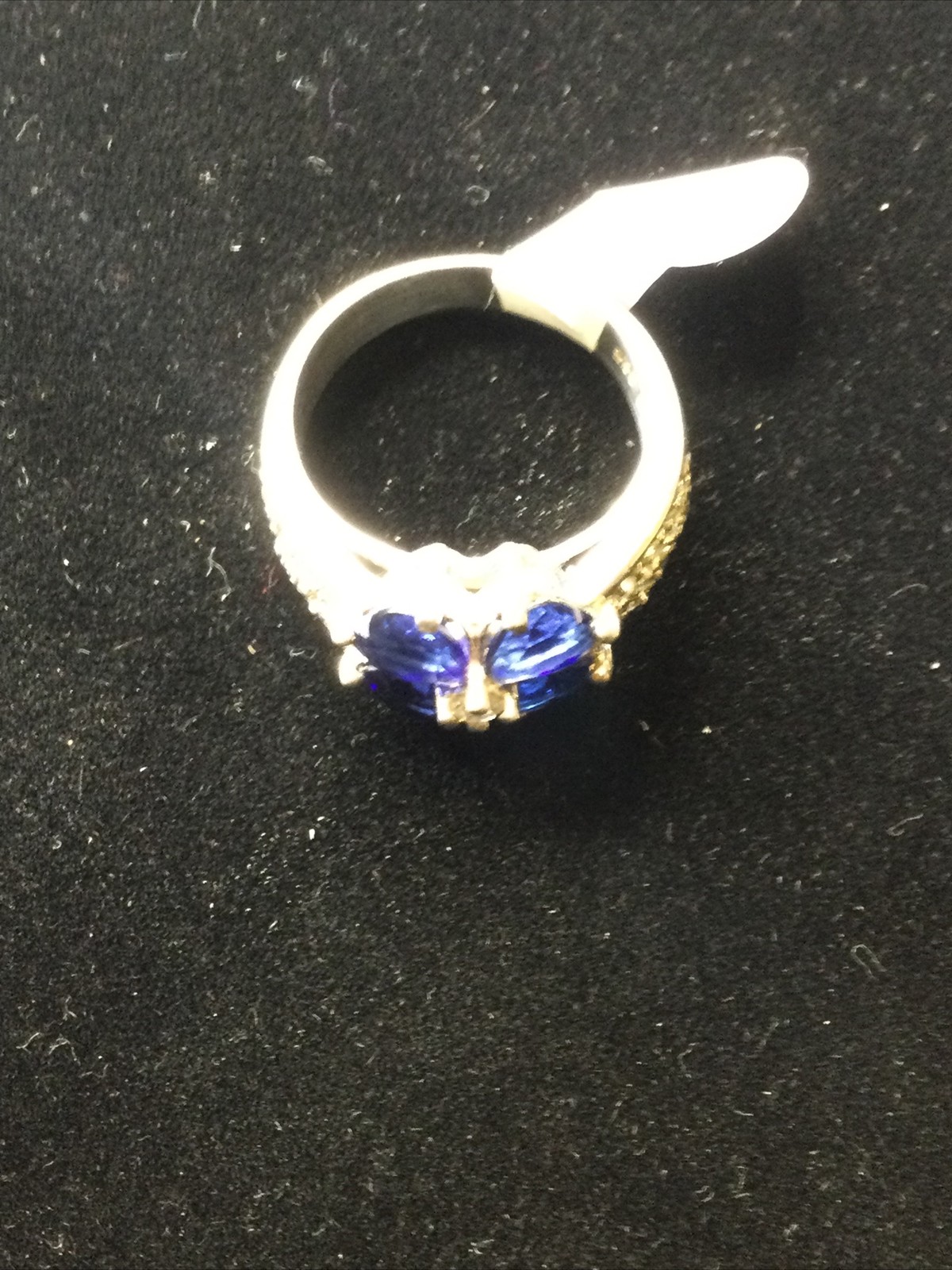 Sterling Silver Blue Stone Four Leaf Clover Setting Ring Size 7.5in