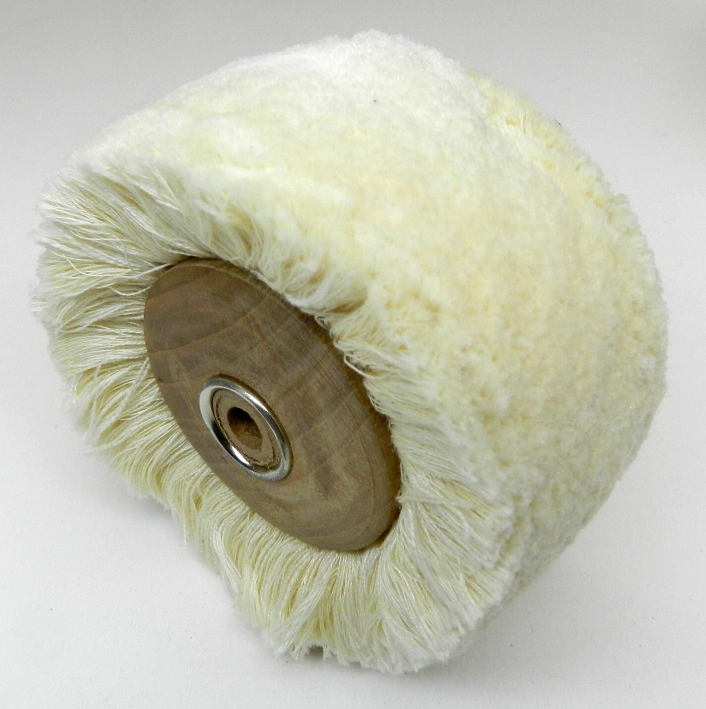 Cotton Yarn String Buff 3” Polishing Buff with Wood Hub 2” Wide Surface
