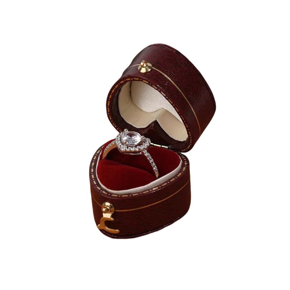 Luxury Vintage Leather Ring Boxes Engagement Wedding Ring Box Jewellery Case