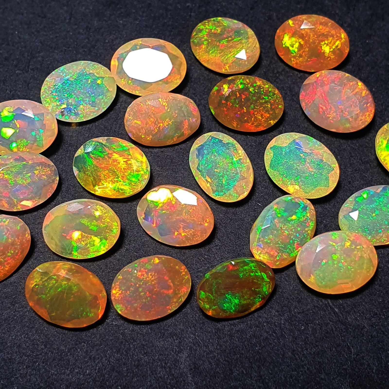 Natural Ethiopian Opal Cut Multi Fire Opal Loose Gemstone Lot 15 Pcs 6×8 MM 10CT