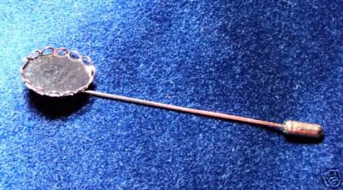 Bezel Cup Stick Pin Rhodium Silver Plated 13x18mm (Pkg 12) 1384
