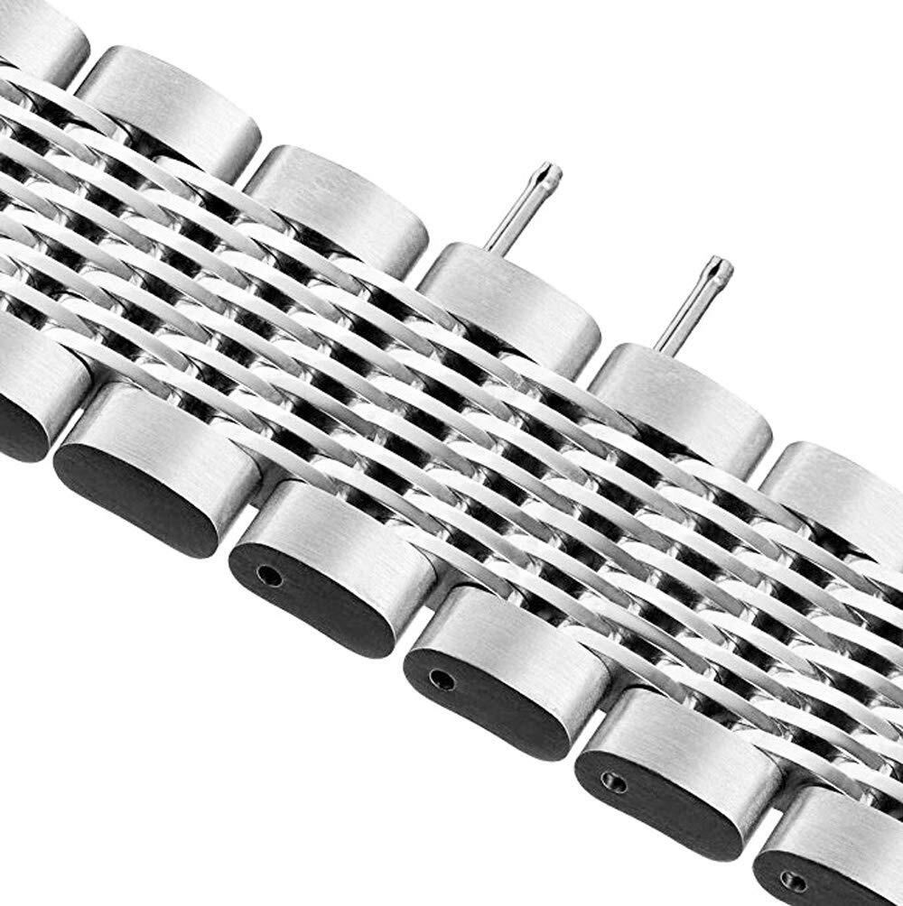 New 18~24mm Brushed Middle Polished Metal Solid Stainless Steel Mesh Watch Bands