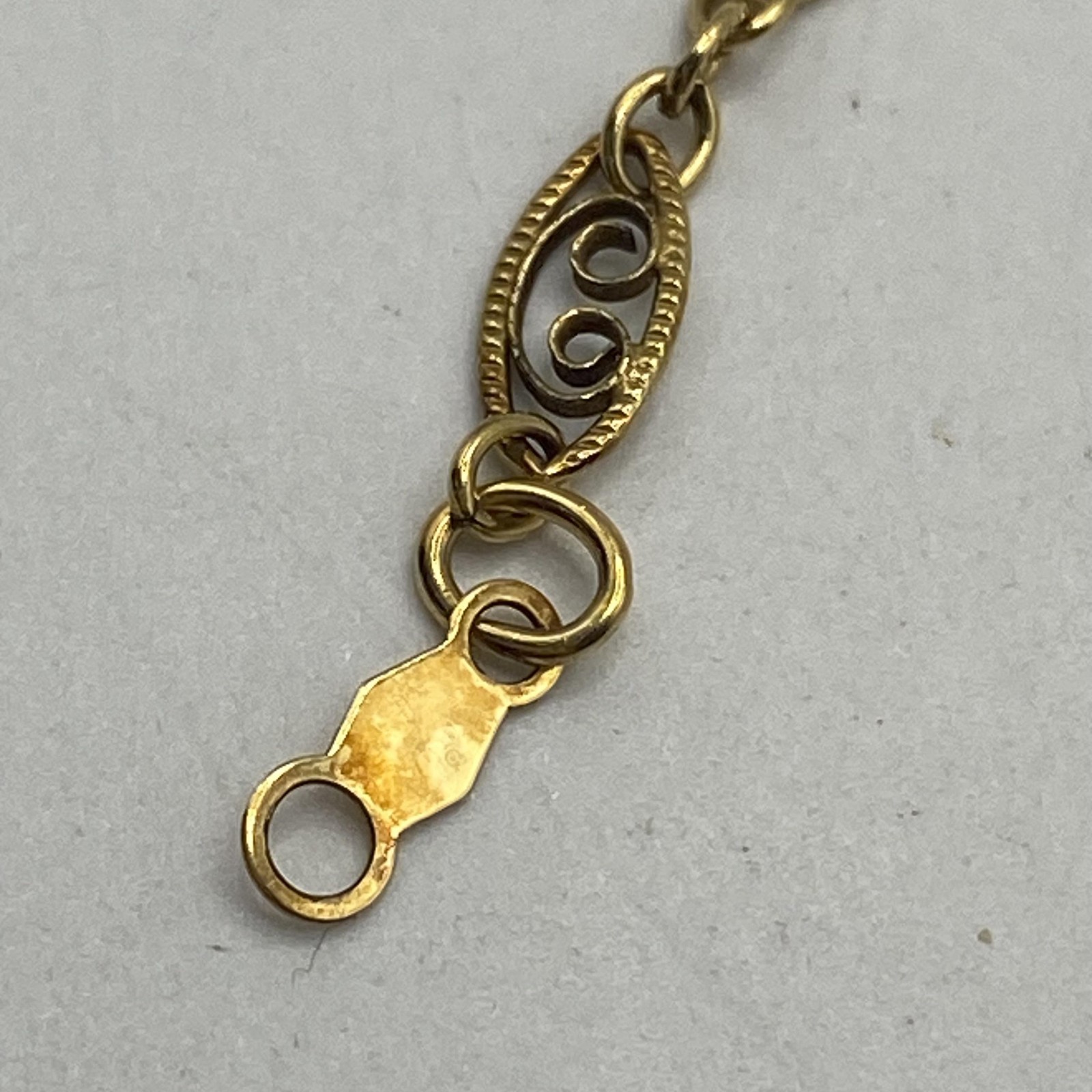 12K Gold Filled Filigree Link Chain Necklace 16 In Spring Ring Clasp Jewelry