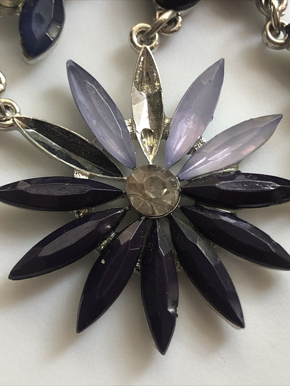 New York & Co Statement Jeweled necklace WITH FLAW Preowned Blue And Purple