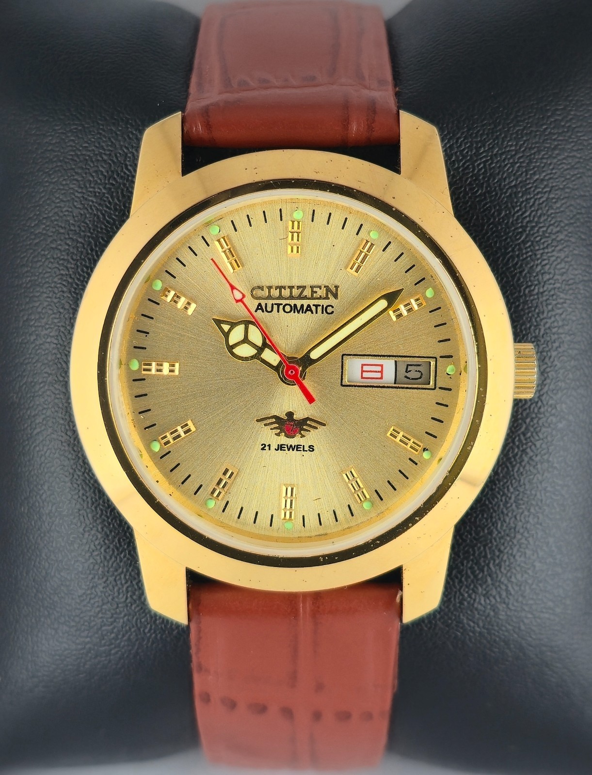 Refurbished Citizen Automatic Gold Dial with Day/Date Men’s Watch | 21 Jewels