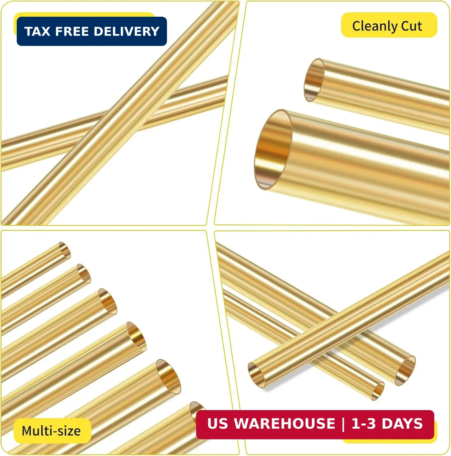 6 Pcs Brass Seamless Round Tube Set 2mm 3mm 4mm 5mm 6mm 7mm×0.2mm×300mm(OD×Thick
