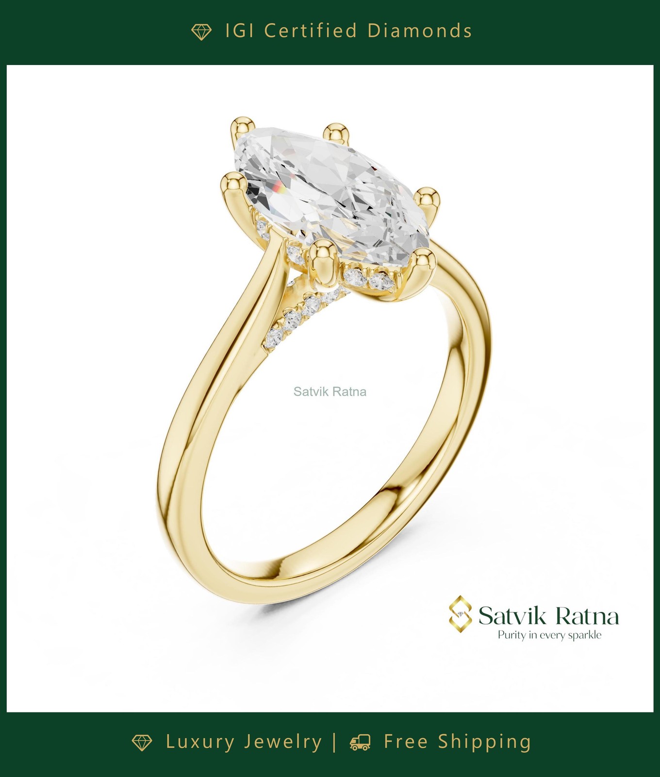 Engagement VS1 Diamond Halo Women Prong Promise Ring Lab Grown 14K Gold Marquise