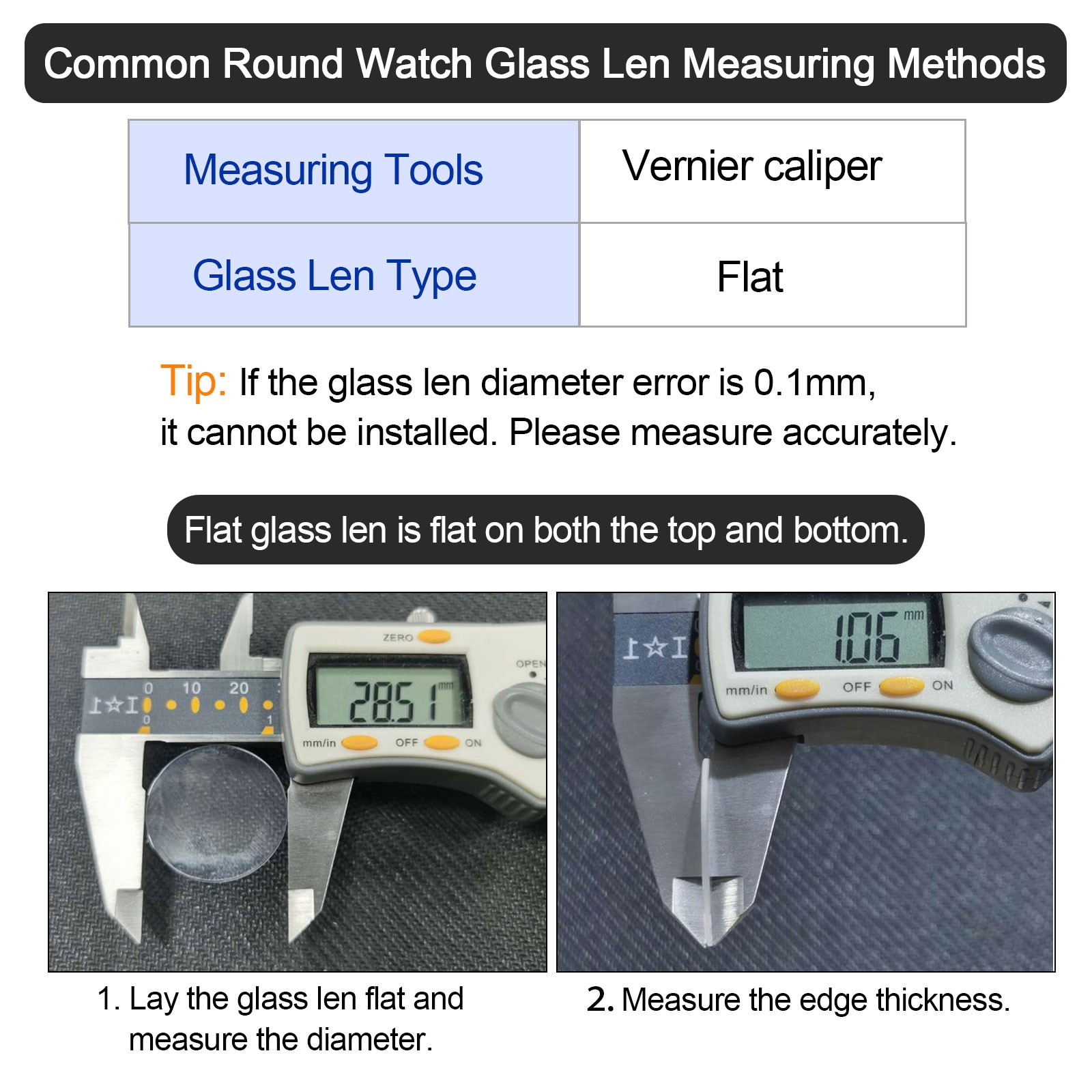 Watch Glass Sapphire Crystal Lens Single Dome 27mm Dia. 1.3mm Thickness Clear