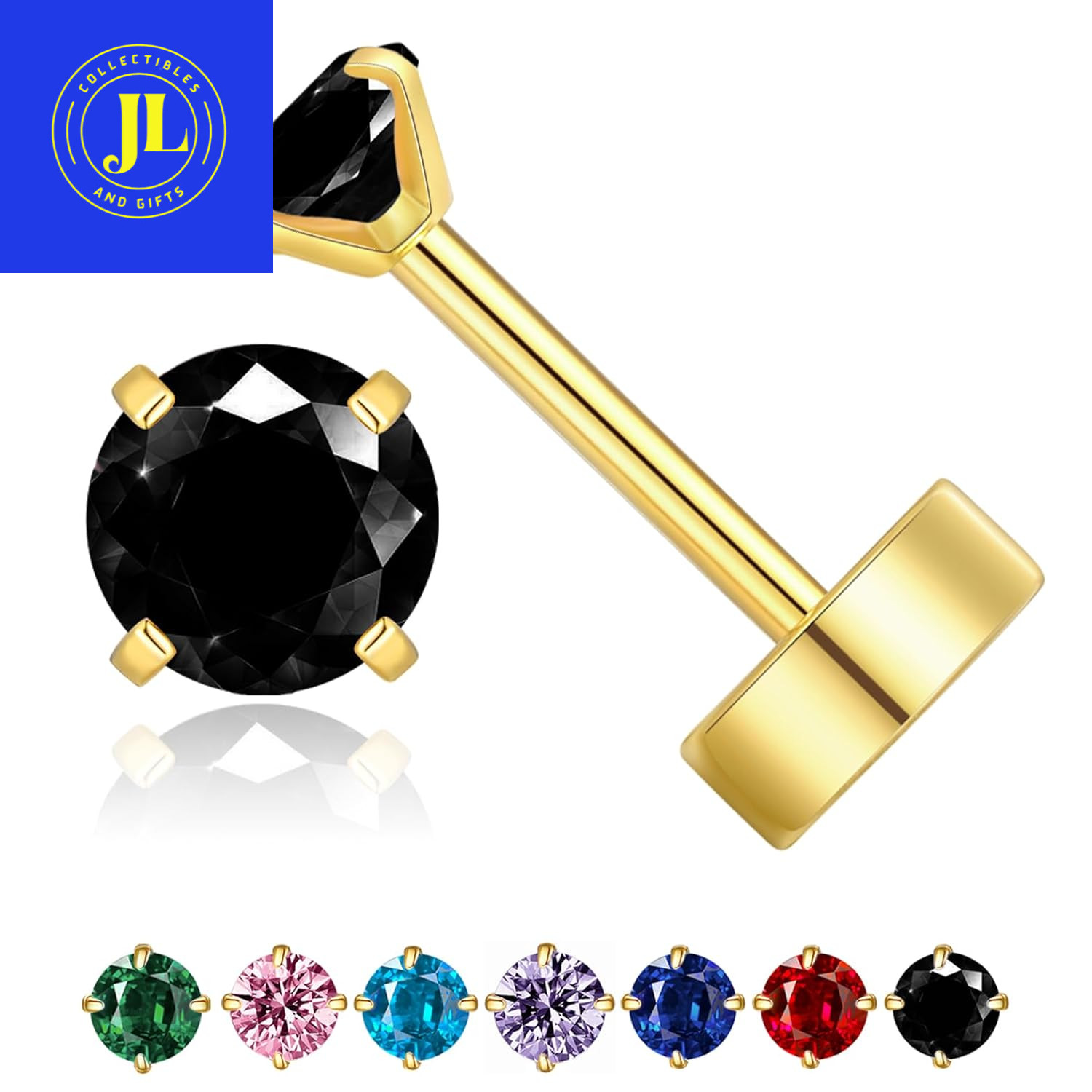 Small Gold Stud Earrings Hypoallergenic Screw Backs Non-Tarnish Dainty CZ Cartil