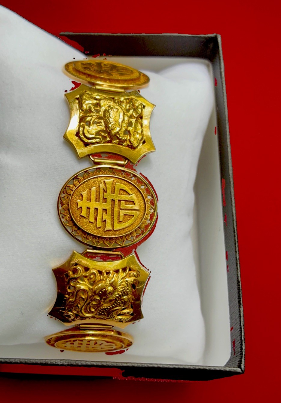 18K Yellow Gold Rope Link Bracelet w/ Engraved Round Medallions, Fold Over 31.6