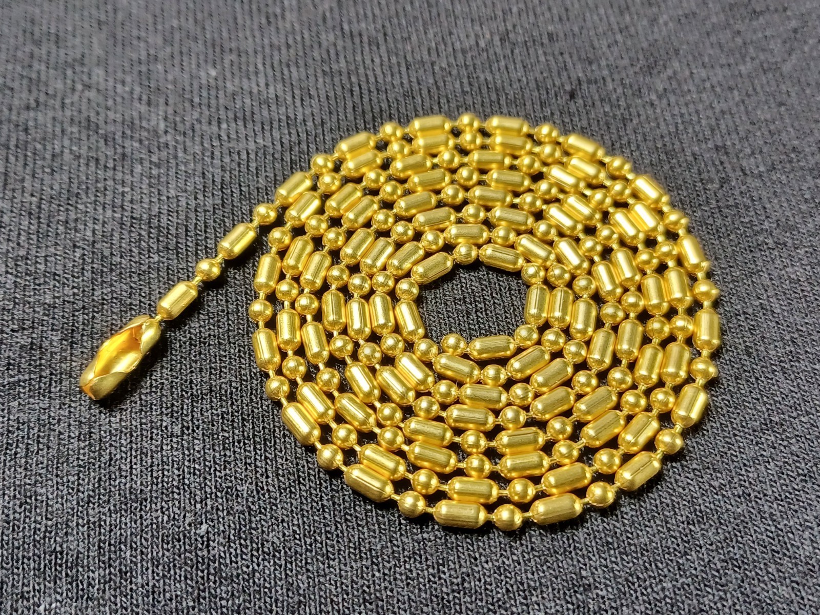 Brass 2.4mm Bar & Ball Bead Military Type Dog Tag Chain Necklace USAMade