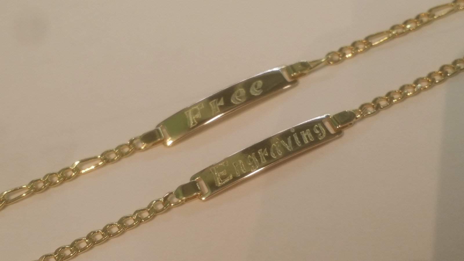 14kt Gold Filled Baby ID Bracelet With Free Engraving 5″ Figaro & Cuban