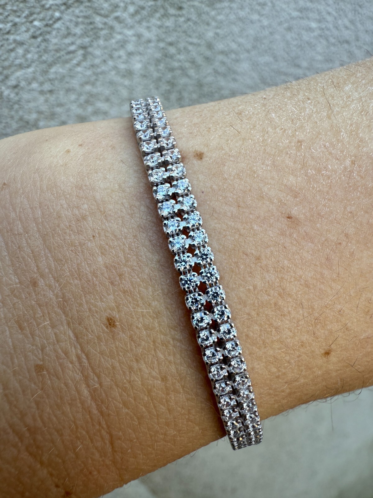 Real 925 Sterling Silver Micro Two Row 4.5mm Tennis Bracelet CZ 6-8″ Iced