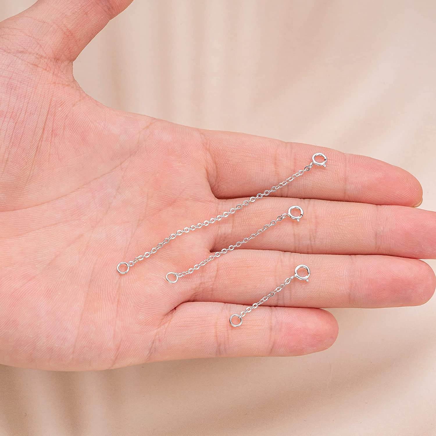 3 Pcs Necklace Extender Sterling Silver Chain Extenders for Necklaces Bracelets