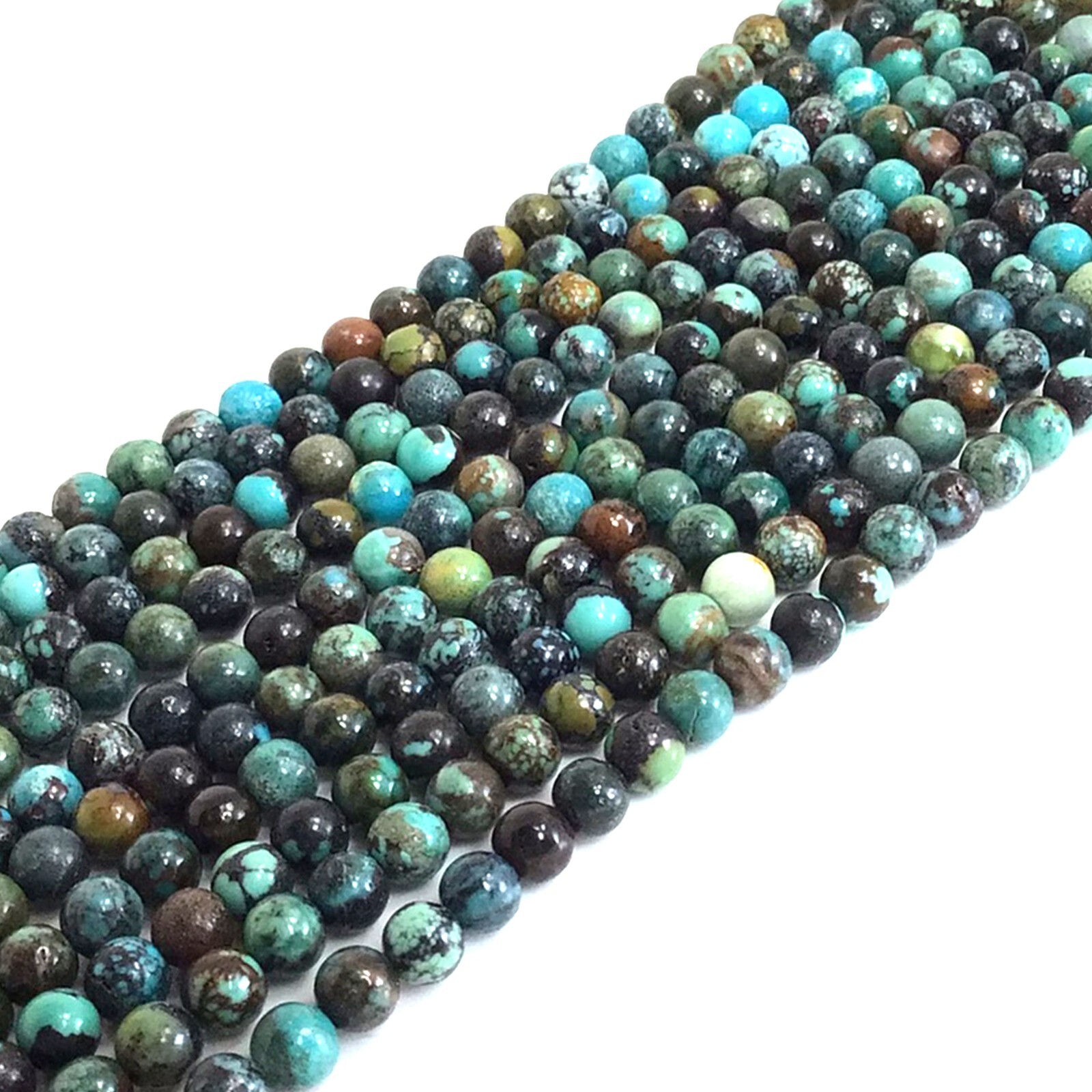 4mm Grade AAA Genuine Natural Turquoise Blue Green Smooth Round Loose Bead 15″