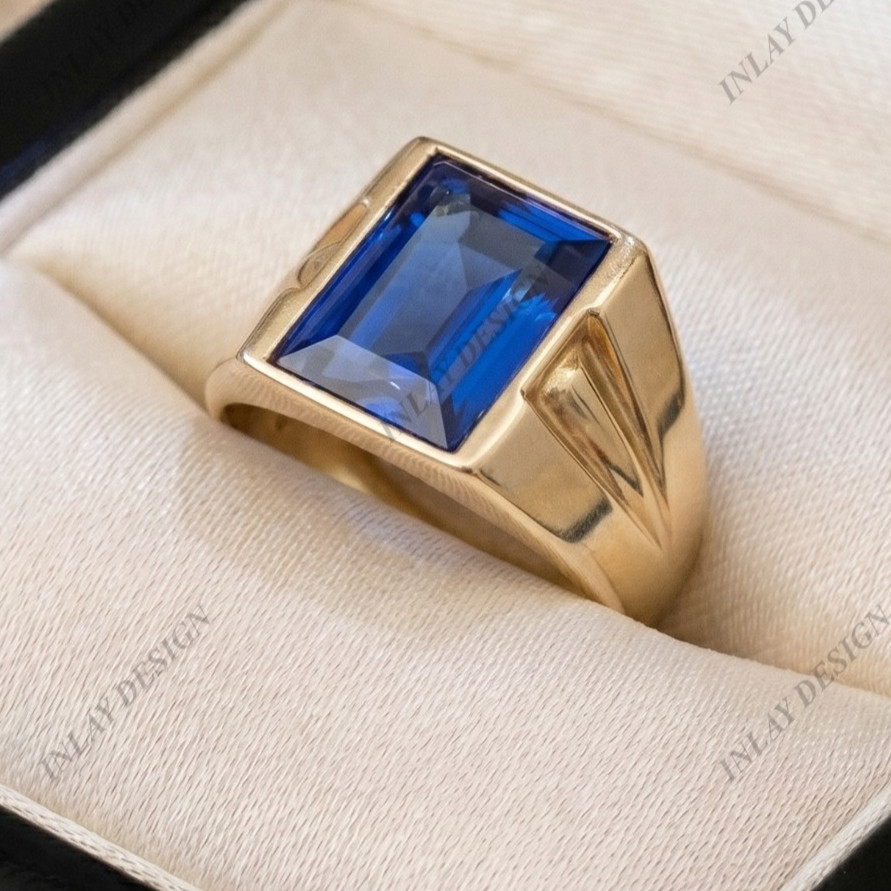Men Sapphire Gemstone Ring 925 Sterling Silver Lovely Men’s Gift Ring All Siz