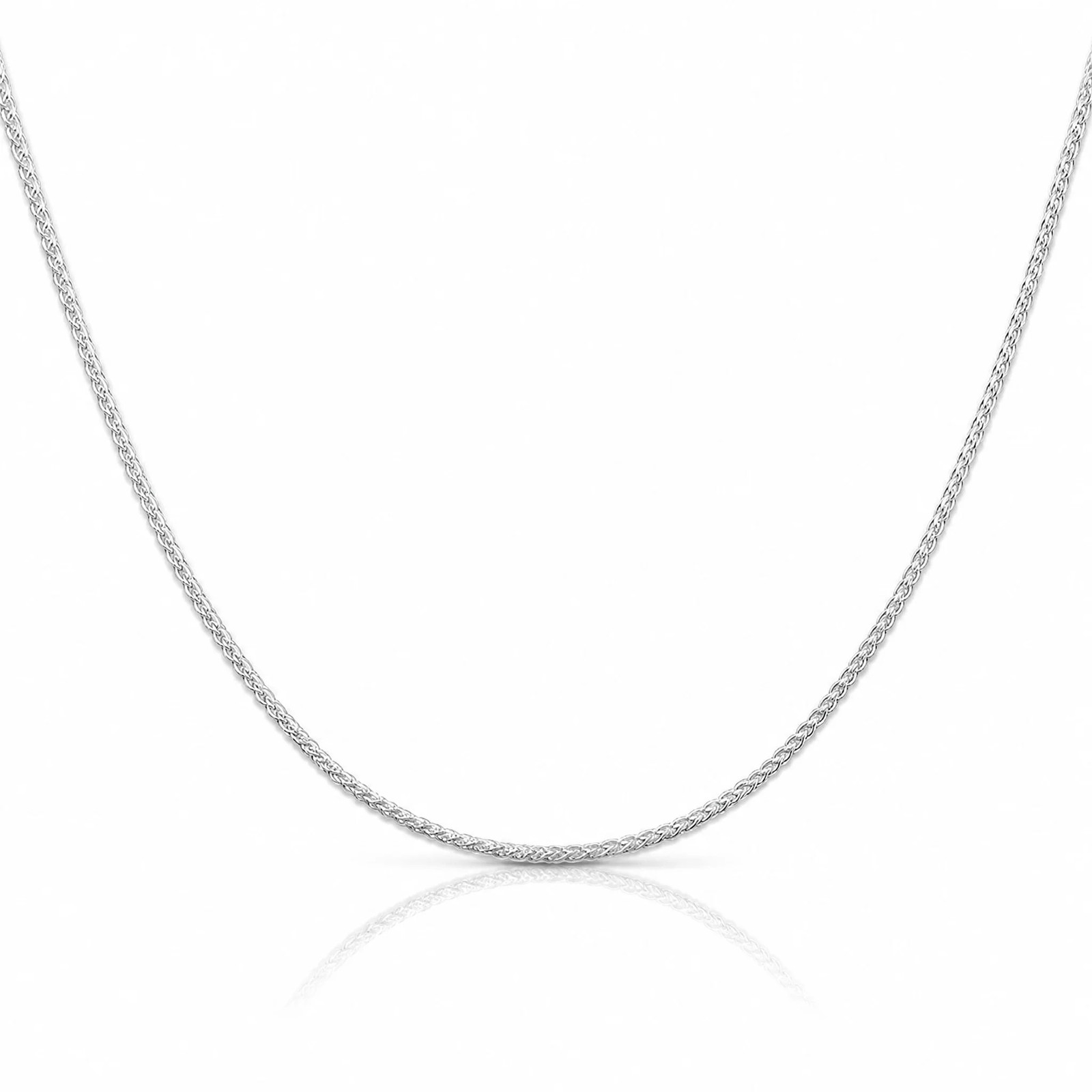 Sterling Silver Rhodium-Plated 1.25mm Round Spiga Chain Necklace 14″-30″