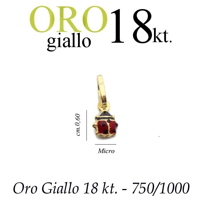 ciondolo regalo PORTAFORTUNA amuleto COCCINELLA oro 18kt. 750/1000 yellow gold