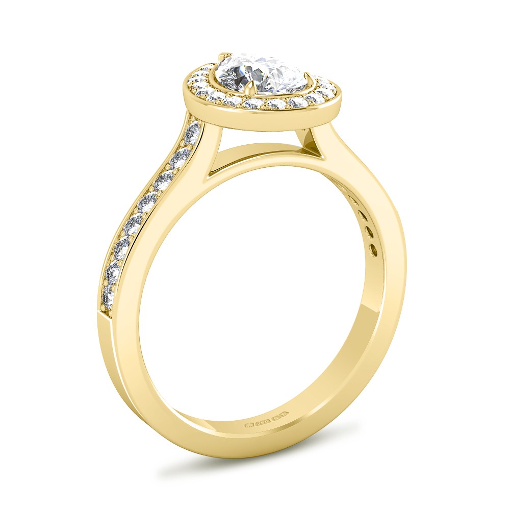 14K Yellow Gold Pear Cut Lab Created Diamond Ring for Women, 1.8 CT Total